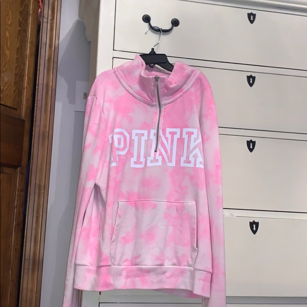 Pink quarter zip sweat shirt